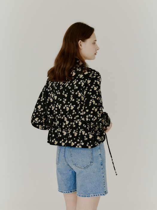  Bien Shirt Jacket - Black Floral Artwork