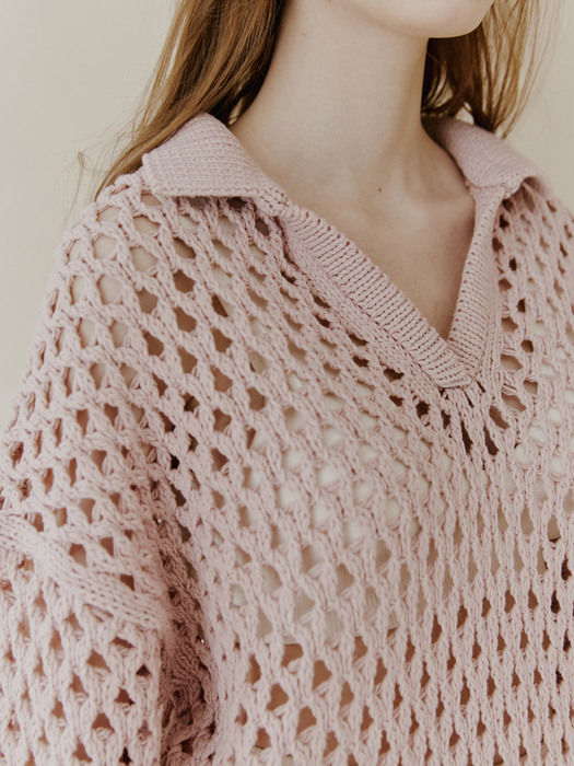 NET COTTON-BLEND SWEATER PINK