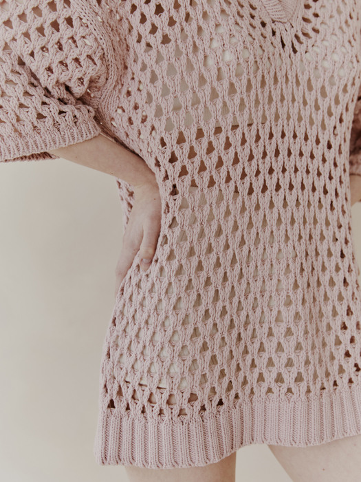 NET COTTON-BLEND SWEATER PINK