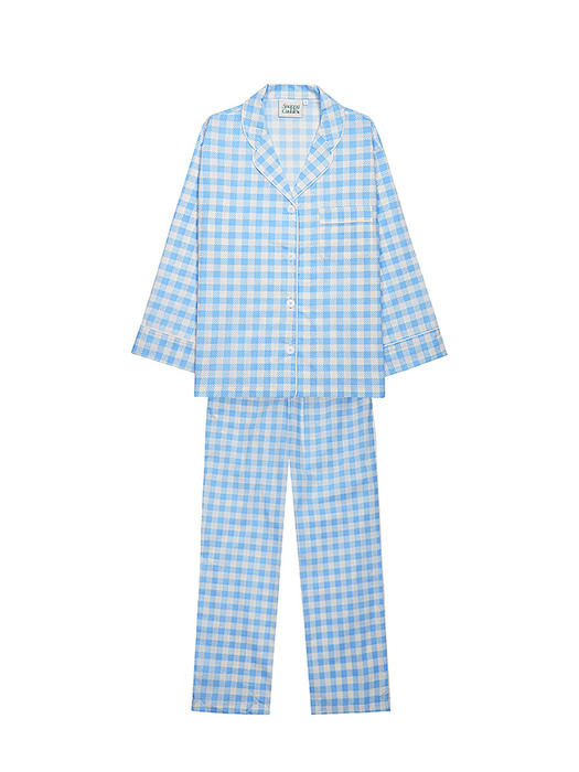 Cheeky Check Pajama Set (Cloud Blue)