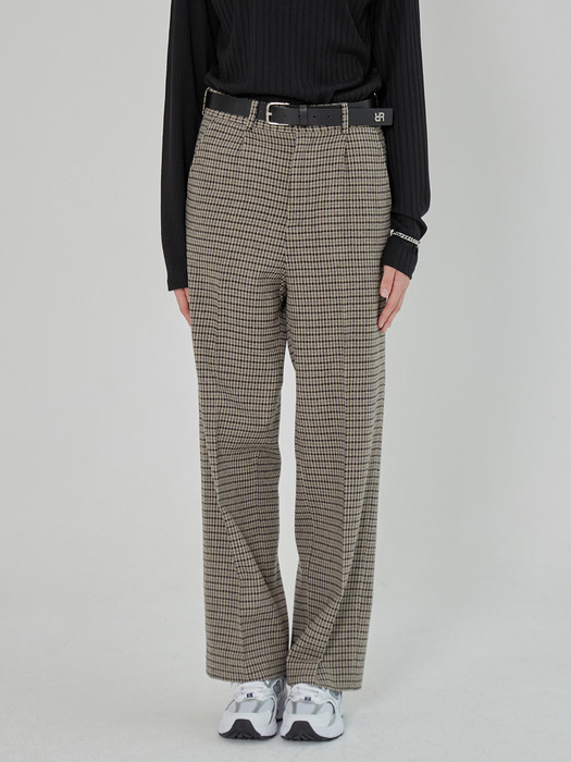 ONE TUCK WOOL WIDE PANTS CHECK