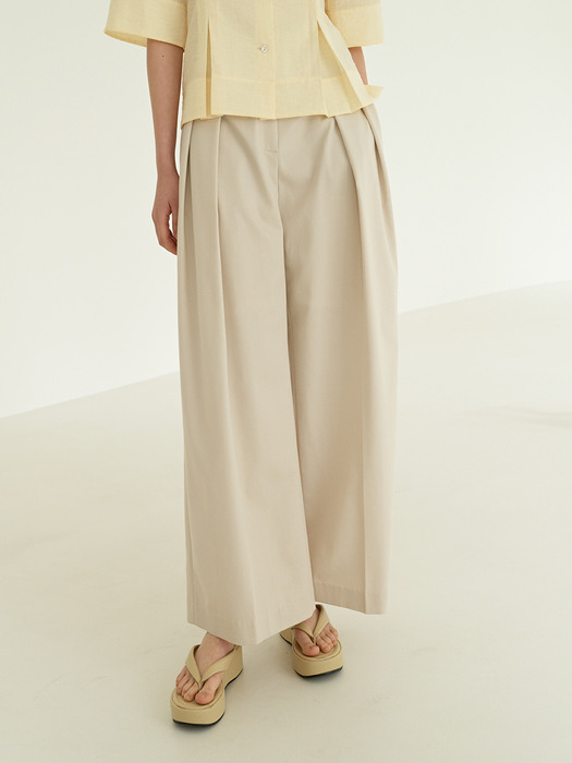 TOR TWO TUCK WIDE COTTON TROUSER_2 COLOR