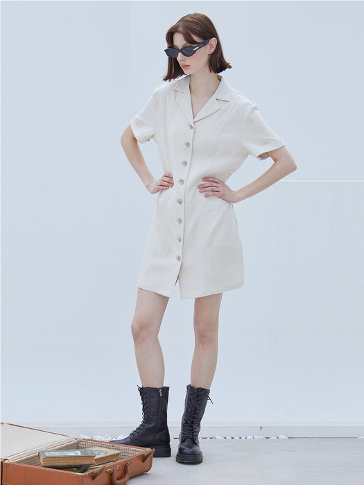 LQ SHIRTS LINEN DRESS(BEIGE)