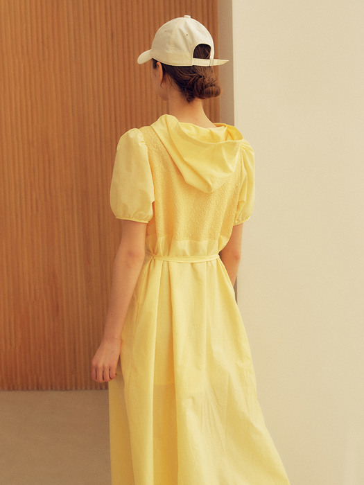 SHIRRING HOOD ONE-PIECE_YELLOW