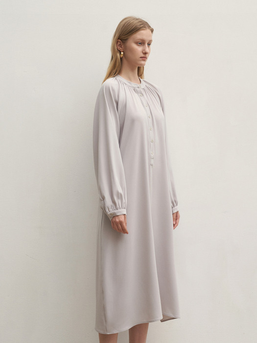 SHIRRING RAGLAN MAXI DRESS_BEIGE