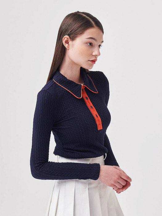CELLTY WIDE COLLAR CABLE KNIT NV