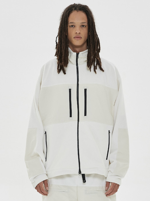 FLEECE NPC CAMPER ZIPUP JACKET(WHITE)