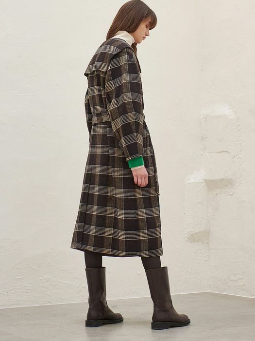 CAPE COLLOR HANDMADE COAT_BROWN CHECK