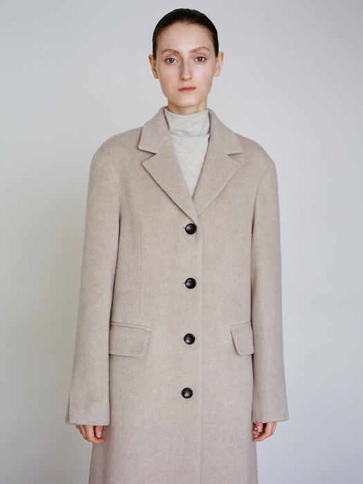 WOOL BLEND SINGLE BREASTED LONG COAT