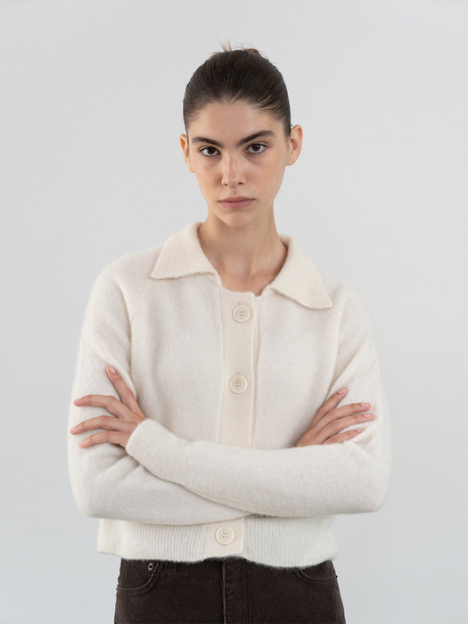 alpaca crop knit jacket (cream)