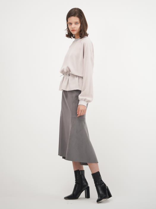 Suede Flared Skirt_Grey