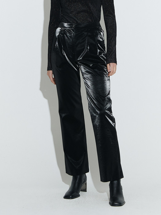 Semi Bootcut Trouser [Black Leather]