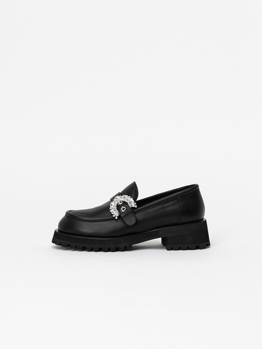 Constantin Jeweled Loafers in Black Kip