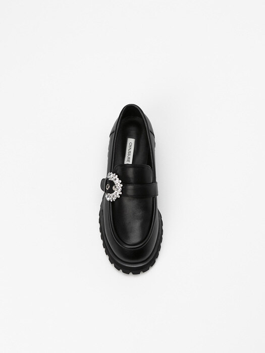 Constantin Jeweled Loafers in Black Kip