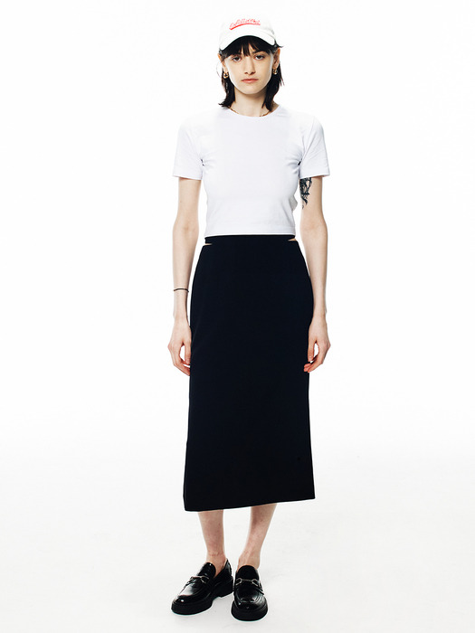 [Drama Signature] Cut-out Waist Midi Skirt