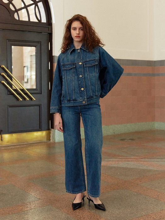 TWS MID-RISE WIDE DENIM DEEP BLUE