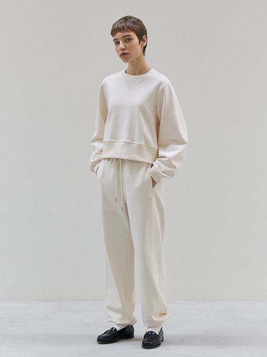 Cropped Sweat Shirt [Cream]