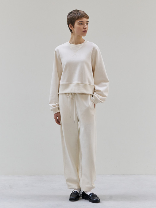 Cropped Sweat Shirt [Cream]