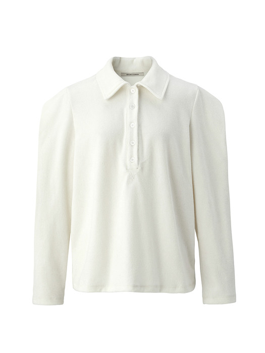 Terry collar top - Ivory