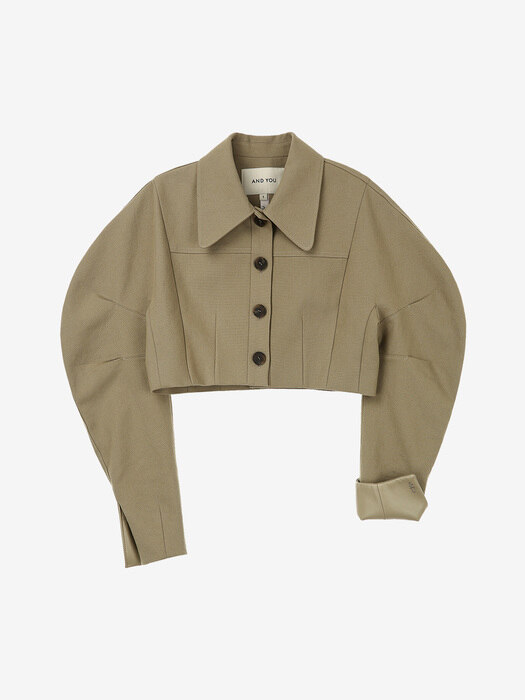 MOLOKAI Voluminous cropped jacket (Khaki beige)