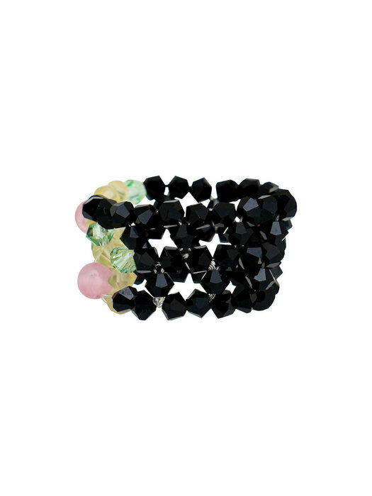 Flower Pixel Beads Ring (Black)