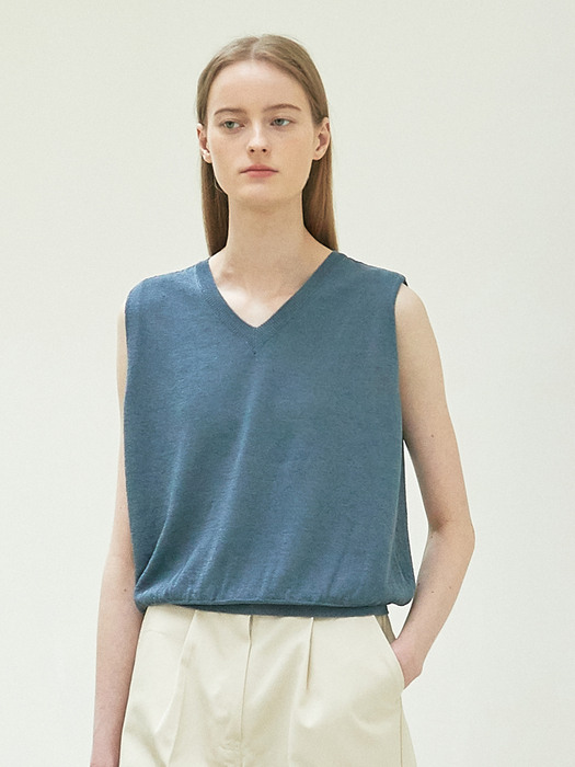 linen sleeveless knit (blue)