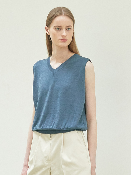 linen sleeveless knit (blue)