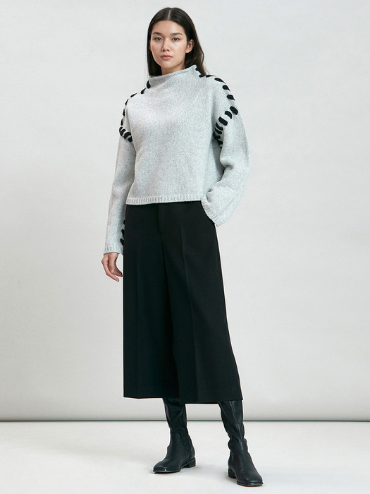 bold line knit top (light gray)