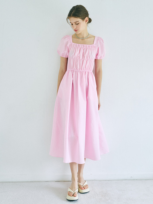Banding Puff Dress, Pink