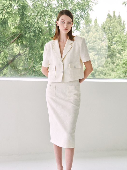 Summer Tweed Crop Jacket - Ivory