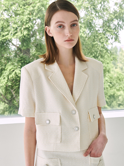 Summer Tweed Crop Jacket - Ivory