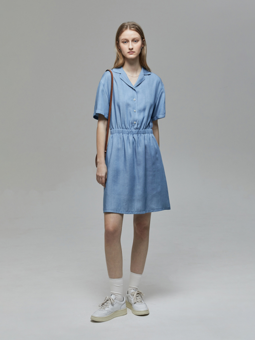 COLLARED SHIRT DRESS CHAMBRAY BLUE_UDDR2B226B2