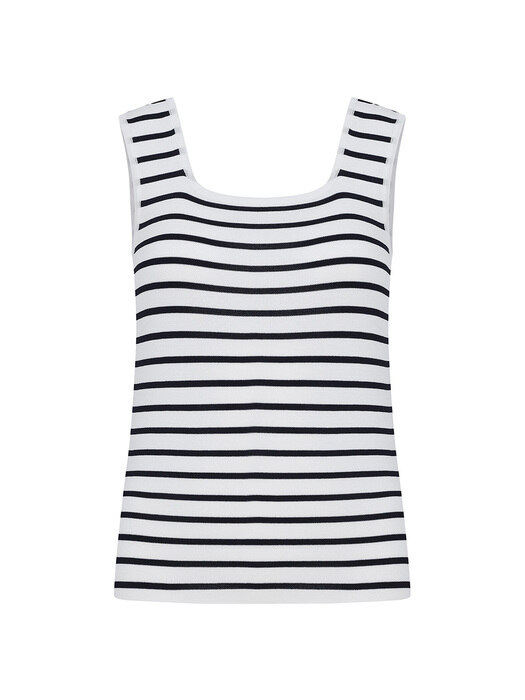 [단독]Stripe Two-way Sleeveless Knit Top-Navy