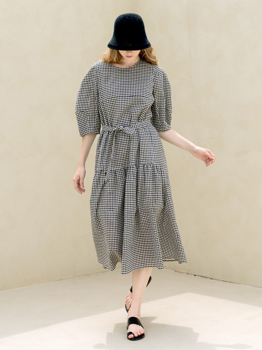 CURVED SLEEVES DRESS-CHECK