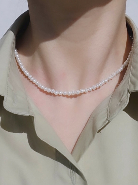 Glanz Pearl Necklace 4mm 진주 실버 목걸이 (Silver925)