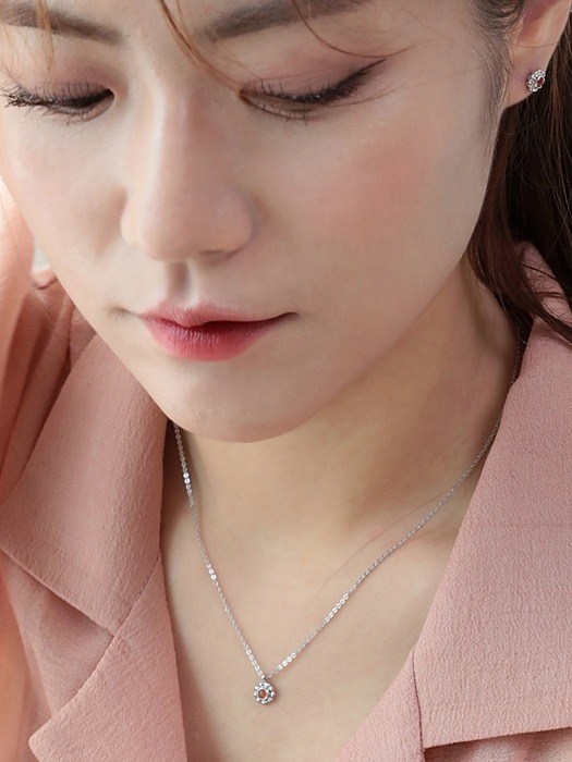 파이어오팔 플라워목걸이 Fire opal flower necklace