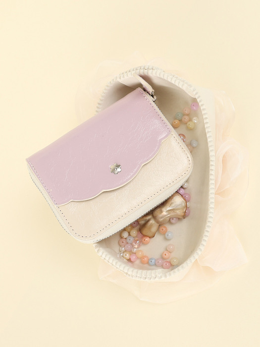 Florine zipped wallet - ivory & lavender