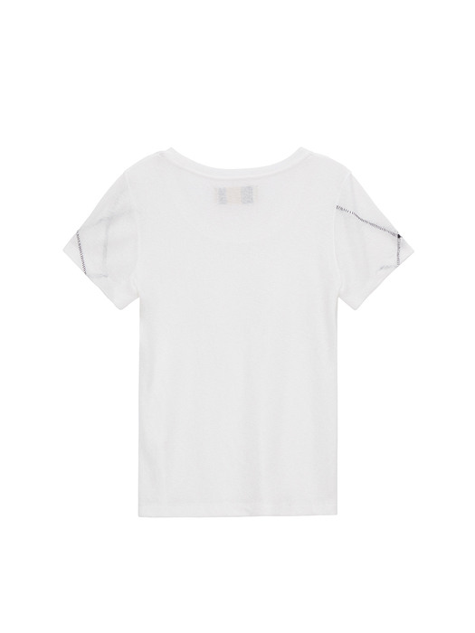 ROUGH STITCH HALF TOP IN WHITE