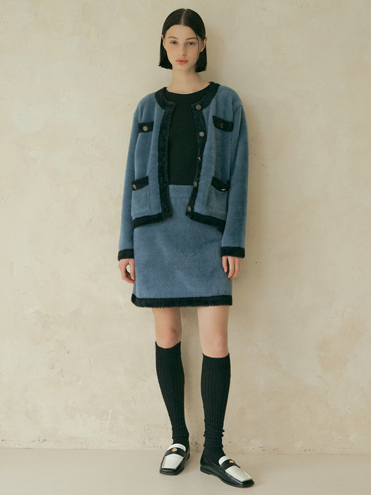 V. cotton candy knit cardigan (dark blue)