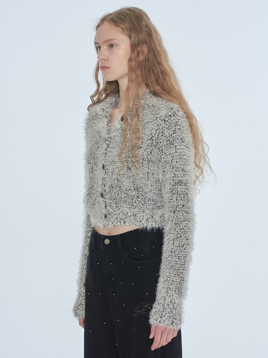 [단독]FUZZY MIXED KNIT CARDIGAN (black)