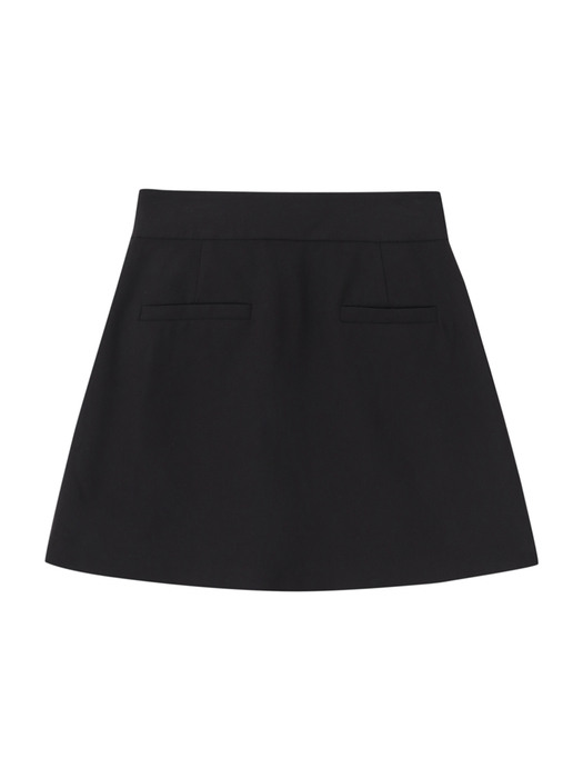 Pleats Chain Mini Skirt, Black