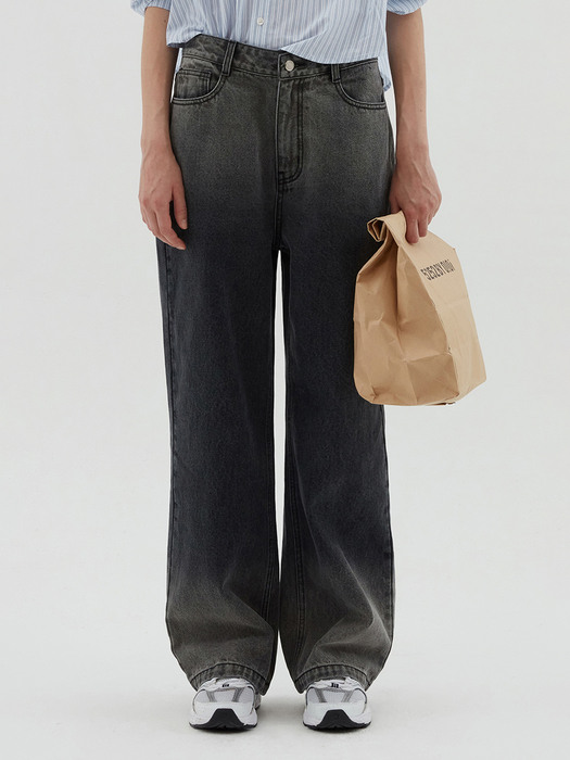 GRADATION WASHED DENIM PANTS [GREY]