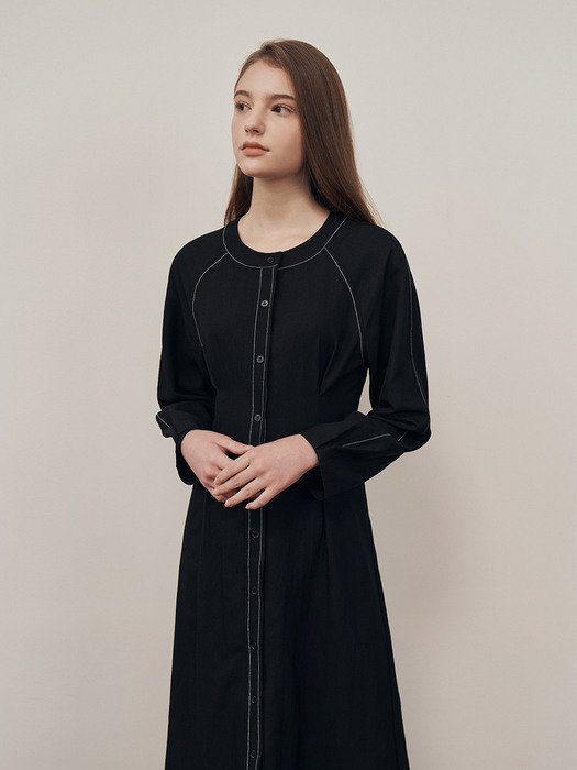 Stitch round dress - black