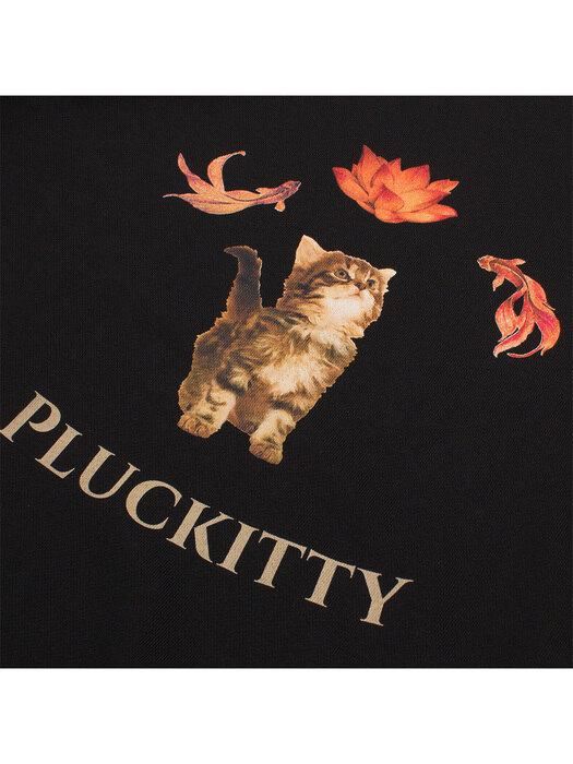 Pet me more kitten lotus print sweatshirt Black Unisex