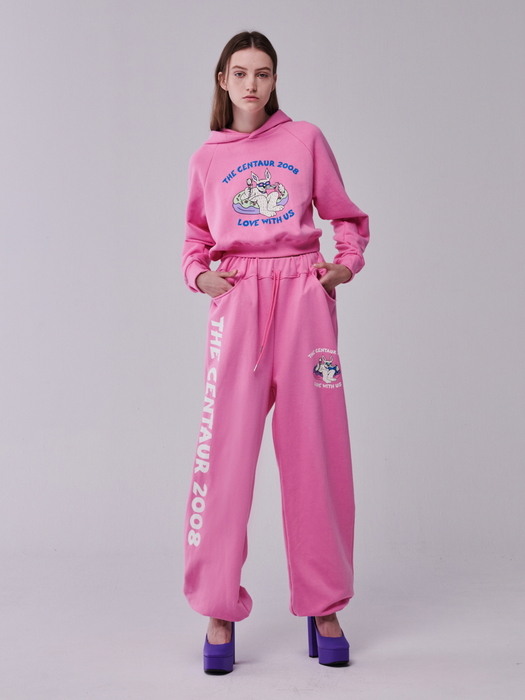 CROPPED HOODY DONUT RABBIT_PINK