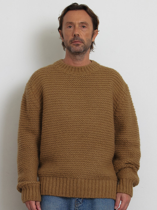 [Men] Heavy Crochet Sweater (Caramel)