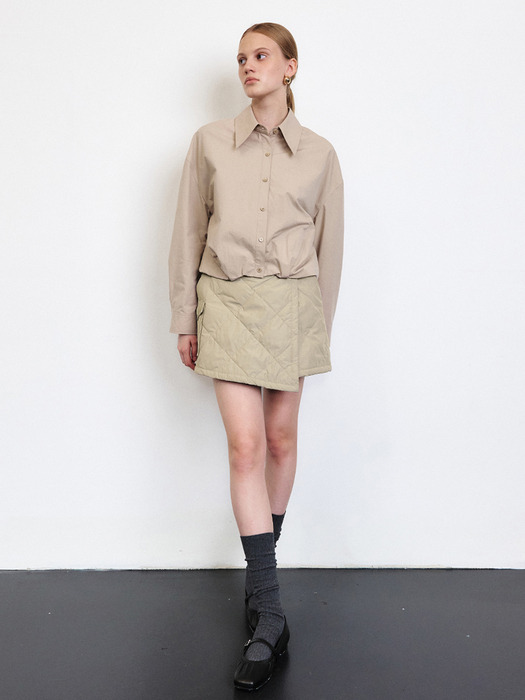 OUT POCKET DETAIL QUILTED PADDING SKORT [IVORY][BEIGE]
