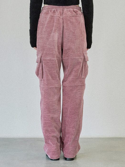 VELVET CARGO PANTS (pink)