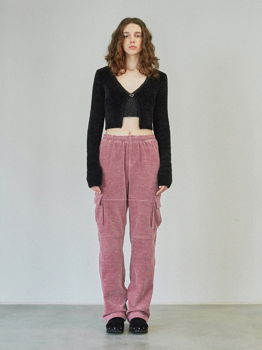 VELVET CARGO PANTS (pink)