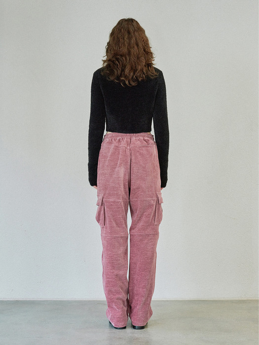 VELVET CARGO PANTS (pink)